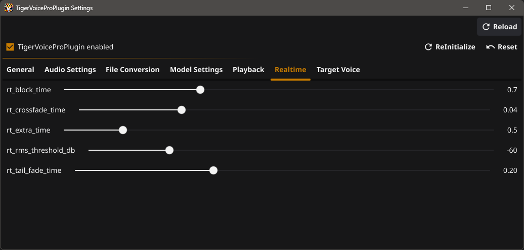 Realtime Settings Tab