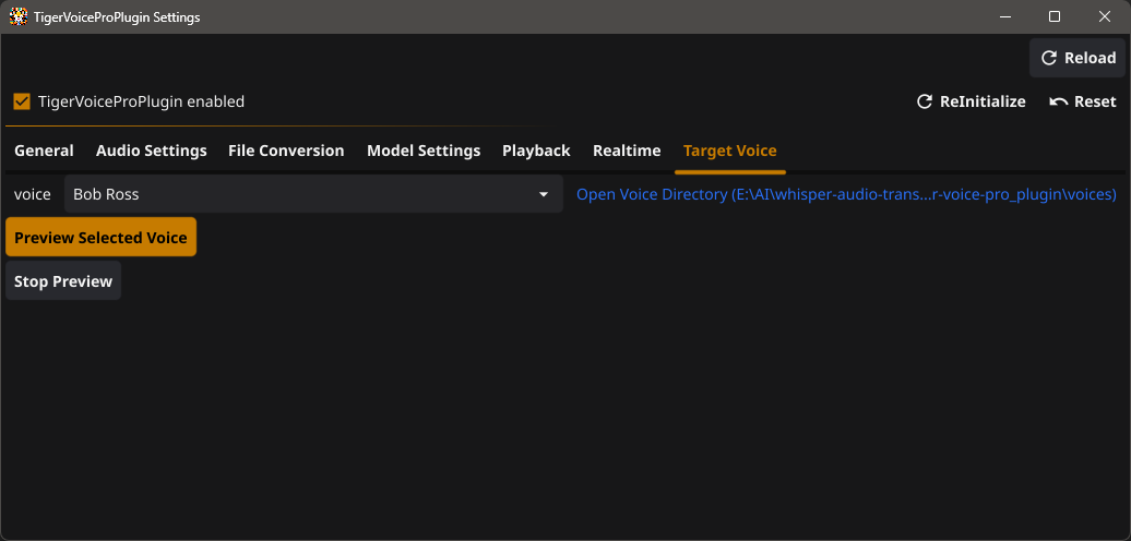 Target Voice Settings Tab